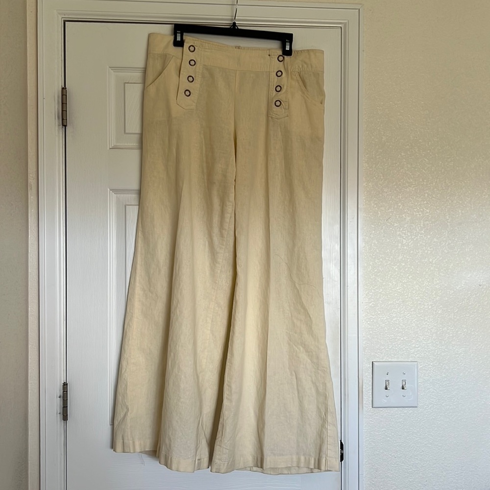 Venus off white linen sailor pants